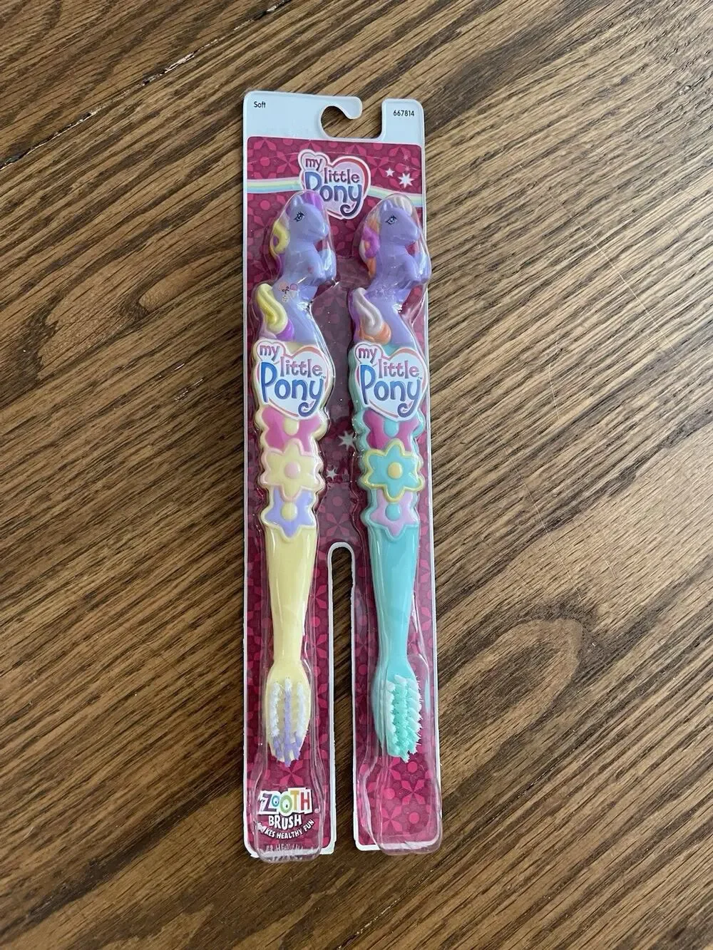 My Little Pony Soft Toothbrush 2-Pack Zooth Brush Hasbro 2006 Pony Handle NEW